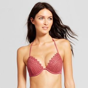 NWT Blush Rose Crochet Push Up Bikini Top 34C 34 C